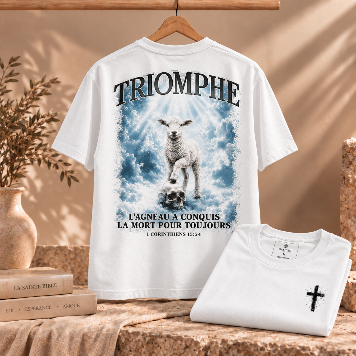 T-shirt unisexe motif Chrétien - L'agneau a vaincu la mort