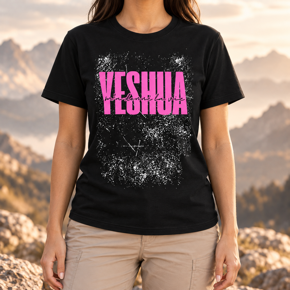 T-shirt féminin motif Chrétien - Yeshua rose