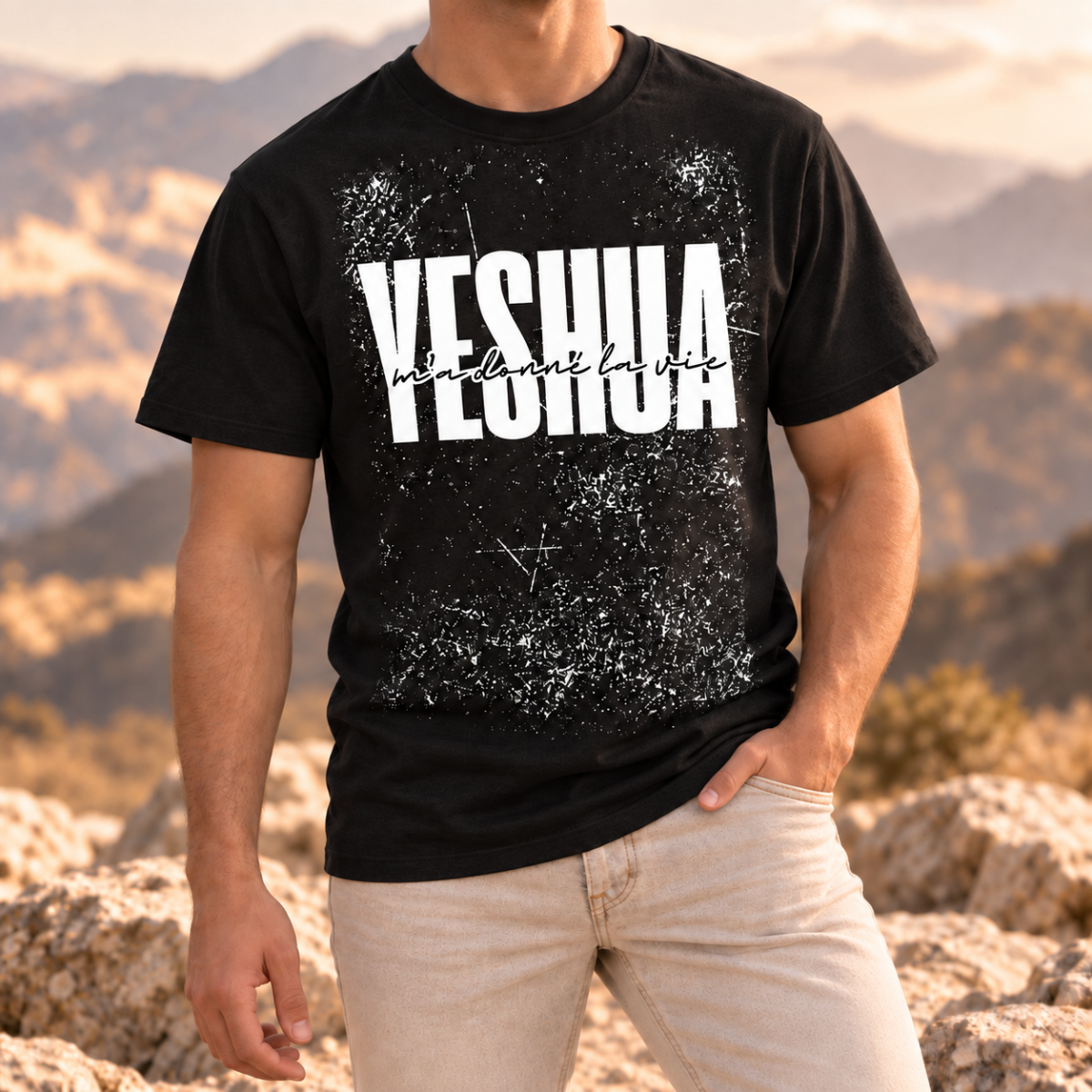 T-shirt unisexe motif Chrétien - Yeshua blanc